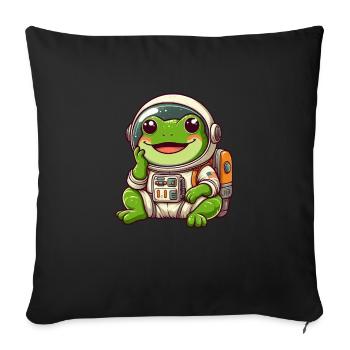 Frog Astronaut Space Grin Universe - Sofa pillowcase 17,3'' x 17,3'' (45 x 45 cm) - black - Front