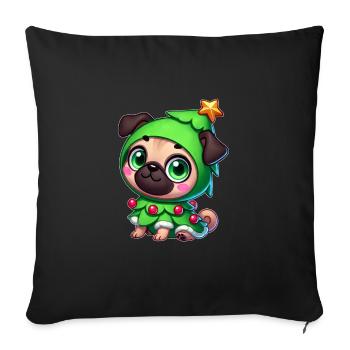 Whimsical Pug Christmas Christmas Tree Cartoon - Sofa pillowcase 17,3'' x 17,3'' (45 x 45 cm) - black - Front