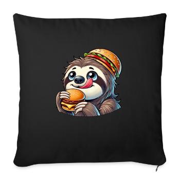 Cute Sloth Burger Cartoon Fast Food - Sofa pillowcase 17,3'' x 17,3'' (45 x 45 cm) - black - Front