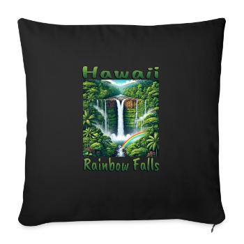 Hawaii rainbow waterfall lush forest - Sofa pillowcase 17,3'' x 17,3'' (45 x 45 cm) - black - Front