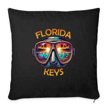 Plage de plongée des Keys de Floride Coucher de soleil - Housse de coussin décorative 45 x 45 cm - noir - Devant