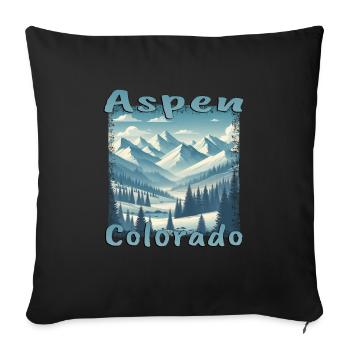 Aspen Hiver Ski Snowboard Vacances Grunge - Housse de coussin décorative 45 x 45 cm - noir - Devant