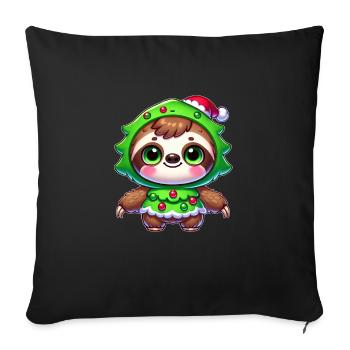 Funny Christmas Sloth Christmas Tree Cartoon - Sofa pillowcase 17,3'' x 17,3'' (45 x 45 cm) - black - Front