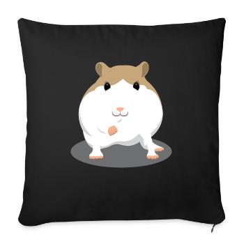 Cute Brown and White Hamster Cartoon - Sofa pillowcase 17,3'' x 17,3'' (45 x 45 cm) - black - Front