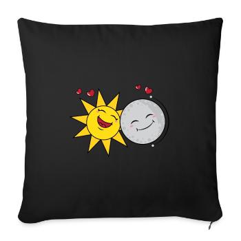 Amoureux du soleil et de la lune Saint-Valentin - Housse de coussin décorative 45 x 45 cm - noir - Devant