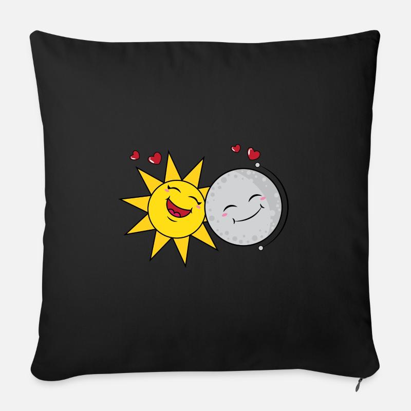 Sonne und Mond-Liebhaber Valentines - Sofakissenbezug 45 x 45 cm - Schwarz