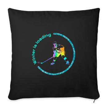 L'hiver charge le hockey sur glace d'hiver actuel - Housse de coussin décorative 45 x 45 cm - noir - Devant