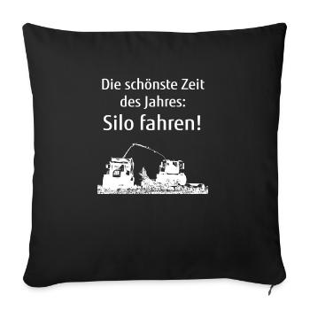 Silo fahren Mais häckseln Maishäcksler Geschenk - Sofakissenbezug 45 x 45 cm - Schwarz - Vorne