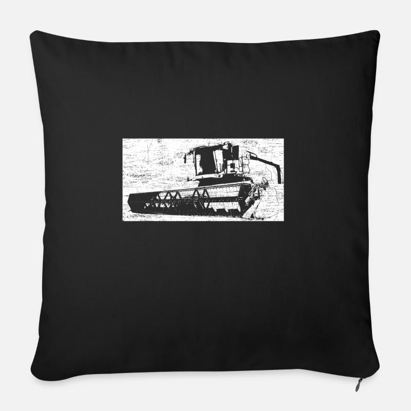 Mélanger l'agriculteur de battage de maïs-grain - Housse de coussin décorative 45 x 45 cm - noir