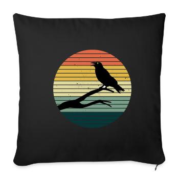 OISEAU DE RAVEN NOIR RÉTRO NOIR DE HALLOWEEN - Housse de coussin décorative 45 x 45 cm - noir - Devant