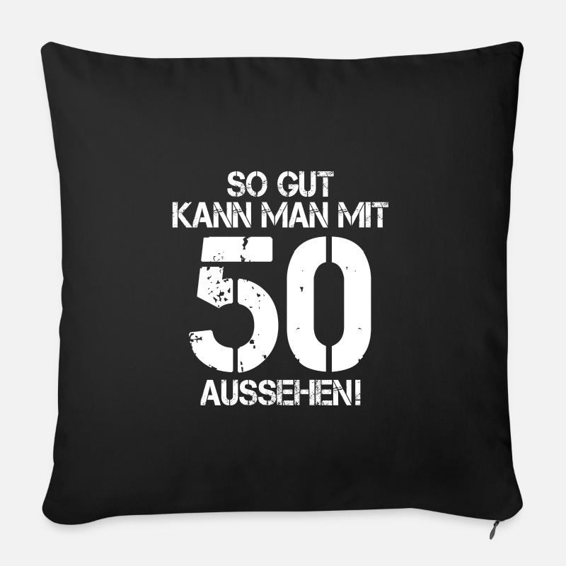 50. Geburtstag - Sofakissenbezug 45 x 45 cm - Schwarz