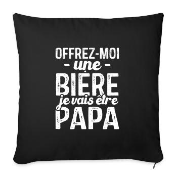 Offrez moi une bière je vais être papa - Housse de coussin décorative 45 x 45 cm - noir - Devant
