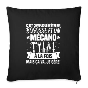 Un bogosse et un mécano - Housse de coussin décorative 45 x 45 cm - noir - Devant