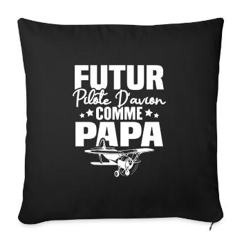 Future Airplane Pilot as Dad - Sofa pillowcase 17,3'' x 17,3'' (45 x 45 cm) - black - Front