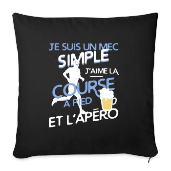 Course à pied - un mec simple - Housse de coussin décorative 45 x 45 cm - noir - Devant