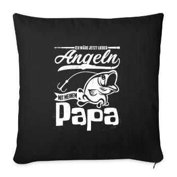 Pêche avec papa Je préfère pêcher avec - Housse de coussin décorative 45 x 45 cm - noir - Devant
