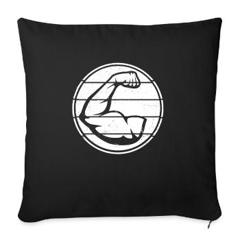 Muskeln Bizeps Arm Stark Fitness Workout Retro - Sofakissenbezug 45 x 45 cm - Schwarz - Vorne