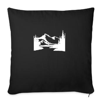 Landscape with mountains and trees - Sofa pillowcase 17,3'' x 17,3'' (45 x 45 cm) - black - Front