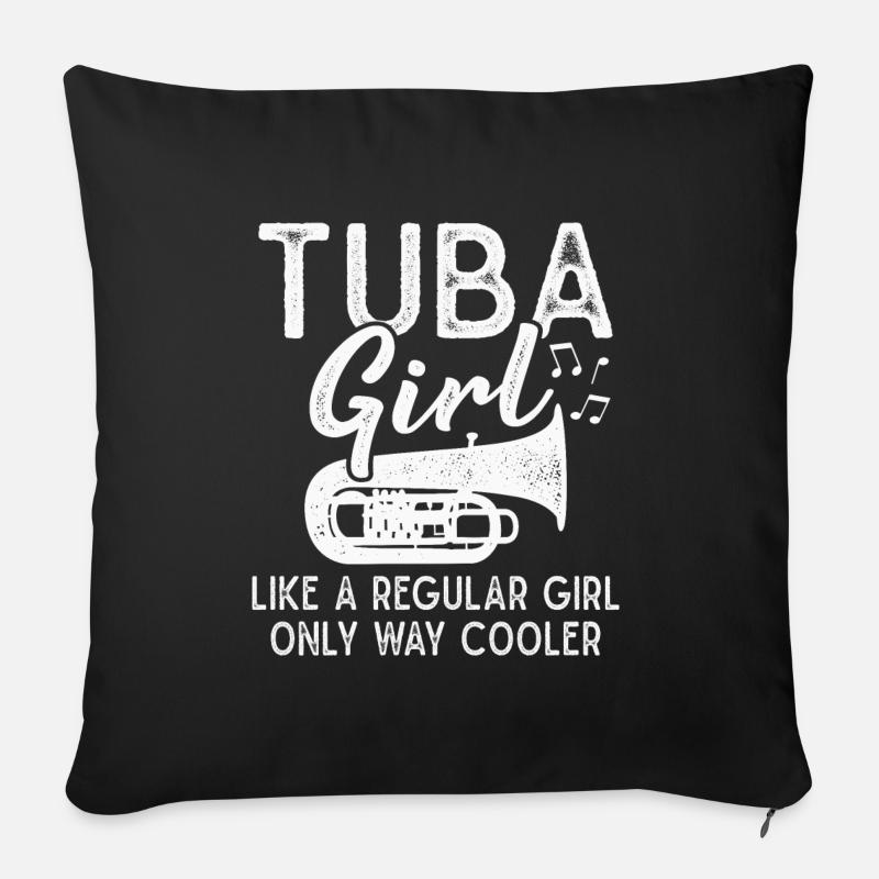 Tuba Mädchen Blasinstrument Orchester Musiker - Sofakissenbezug 45 x 45 cm - Schwarz