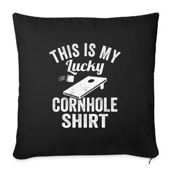 C’est ma chemise porte-bonheur en cornhole - Housse de coussin décorative 45 x 45 cm - noir - Devant