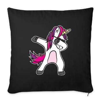 Einhorn Dabbing - Fantastisch Lustiges Design - Sofakissenbezug 45 x 45 cm - Schwarz - Vorne