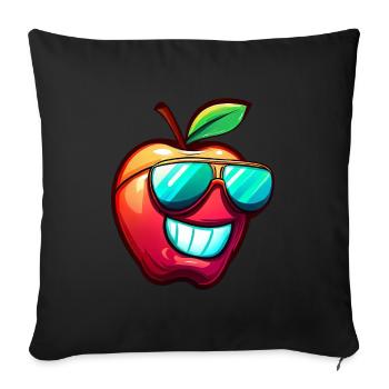 Cool apple with sunglasses – Happy - Sofa pillowcase 17,3'' x 17,3'' (45 x 45 cm) - black - Front