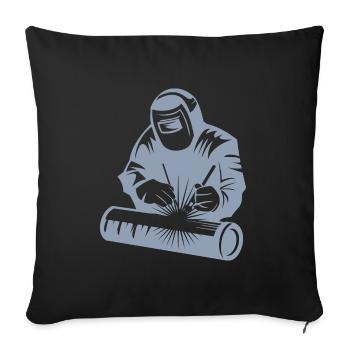 Welder silhouette during arc welding - Sofa pillowcase 17,3'' x 17,3'' (45 x 45 cm) - black - Front