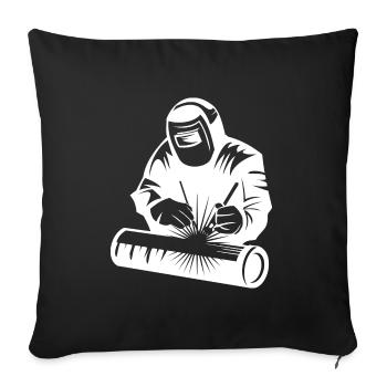 Welder silhouette during arc welding - Sofa pillowcase 17,3'' x 17,3'' (45 x 45 cm) - black - Front
