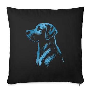 Labrador Zeichnung Kopf blau - Sofakissenbezug 45 x 45 cm - Schwarz - Vorne