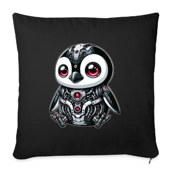 Cyborg Panda : Robot futuriste - Housse de coussin décorative 45 x 45 cm - noir - Devant