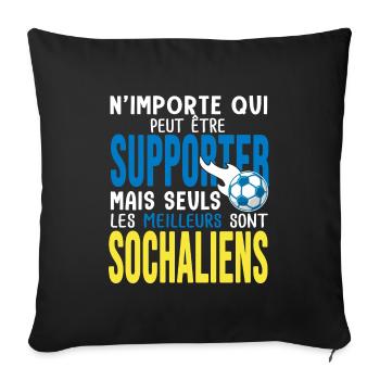 sochaux foot Humour football club Sochaux - Housse de coussin décorative 45 x 45 cm - noir - Devant