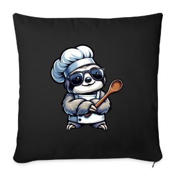 Conception de bande dessinée de chef paresseux mignon - Housse de coussin décorative 45 x 45 cm - noir - Devant