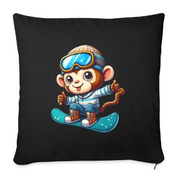 Monkey Chimpanzee Snowboarder Winter Sports Vacation - Sofa pillowcase 17,3'' x 17,3'' (45 x 45 cm) - black - Front