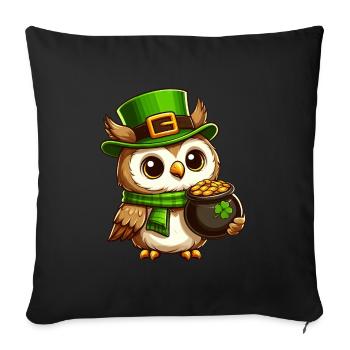 Goldene Eule St. Patricks Day - Sofakissenbezug 45 x 45 cm - Schwarz - Vorne