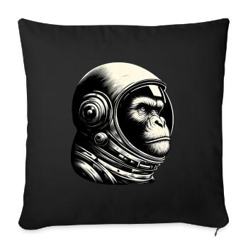 Schimpanse Astronaut Nachdenklich Kosmos - Sofakissenbezug 45 x 45 cm - Schwarz - Vorne