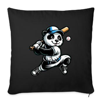 Panda Baseball Players: Hit the Game - Sofa pillowcase 17,3'' x 17,3'' (45 x 45 cm) - black - Front