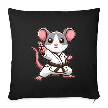 Souris Rat Karaté Arts Martiaux Japonais Arts Martiaux Arts Martiaux - Housse de coussin décorative 45 x 45 cm - noir - Devant