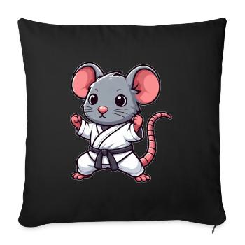 Souris Rat Karaté Arts Martiaux Arts Martiaux Japonais - Housse de coussin décorative 45 x 45 cm - noir - Devant