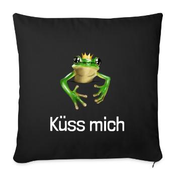 Petite grenouille mignonne - Embrasse-moi - Housse de coussin décorative 45 x 45 cm - noir - Devant