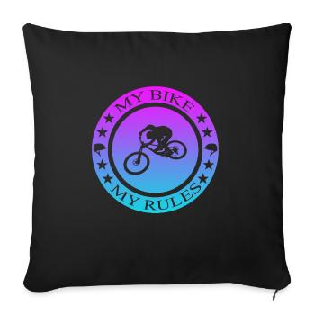 Biken, My Bike My Rules, Fahrrad - Sofakissenbezug 45 x 45 cm - Schwarz - Vorne