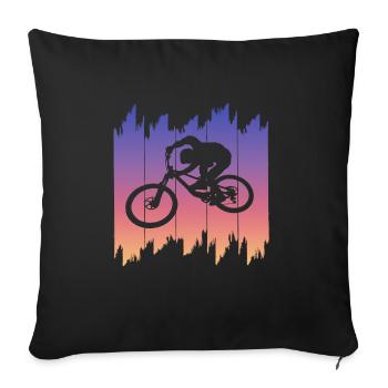 Mountainbike Downhill heizen MTB Fahrer Geschenk - Sofakissenbezug 45 x 45 cm - Schwarz - Vorne