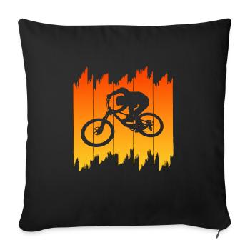 Mountainbike Downhill heizen MTB Fahrer Geschenk - Sofakissenbezug 45 x 45 cm - Schwarz - Vorne