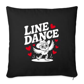 Line Dance Owl Funny Owl with Stetson and Boots - Sofa pillowcase 17,3'' x 17,3'' (45 x 45 cm) - black - Front