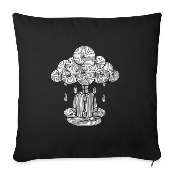 cloud, Monday cloud rain, Monday is bad ... - Sofa pillowcase 17,3'' x 17,3'' (45 x 45 cm) - black - Front