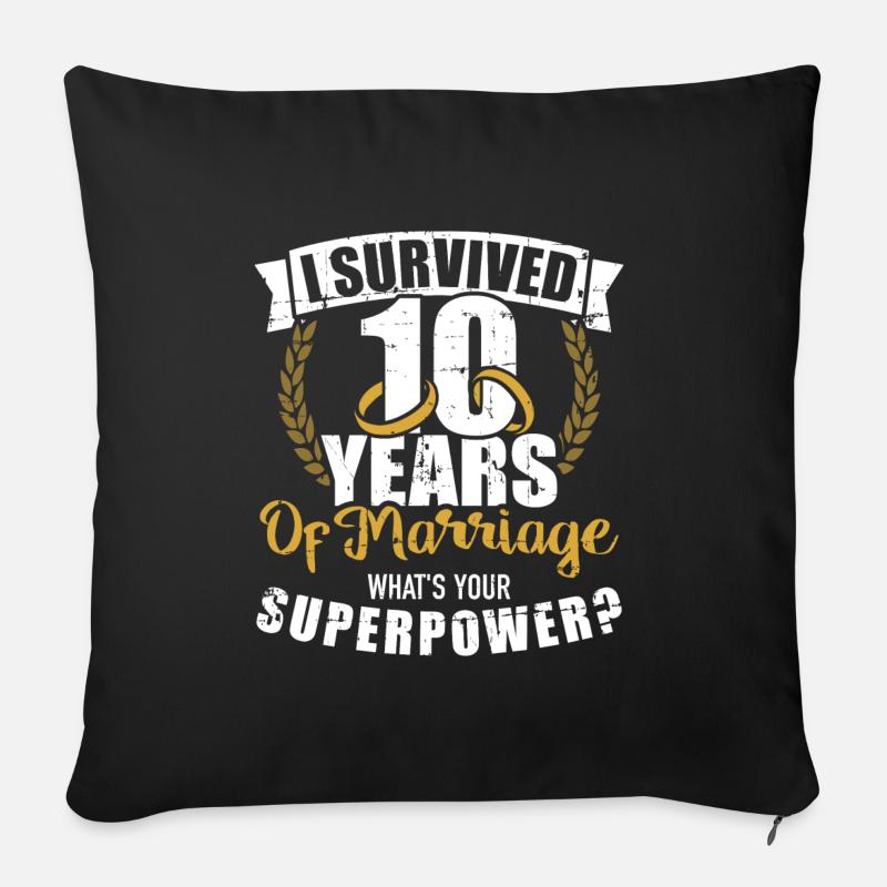 10th wedding anniversary - Sofa pillowcase 17,3'' x 17,3'' (45 x 45 cm) - black