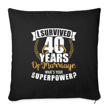 40. Hochzeitstag - Sofakissenbezug 45 x 45 cm - Schwarz - Vorne