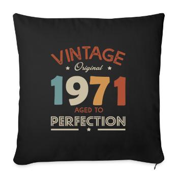 51 ans vintage 1971 cadeau anniversaire 52 ans - Housse de coussin décorative 45 x 45 cm - noir - Devant