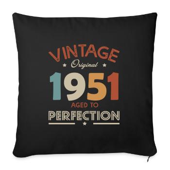 71 ans vintage 1951 cadeau anniversaire 71 ans - Housse de coussin décorative 45 x 45 cm - noir - Devant