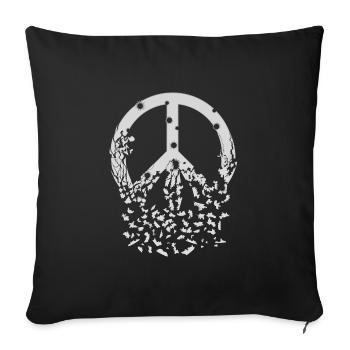 White Peace Sign Bullet Holes Disintegrates - Sofa pillowcase 17,3'' x 17,3'' (45 x 45 cm) - black - Front