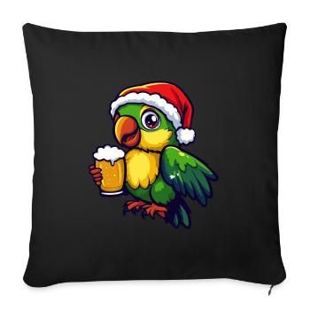 Parrot Christmas Beer Funny - Sofa pillowcase 17,3'' x 17,3'' (45 x 45 cm) - black - Front